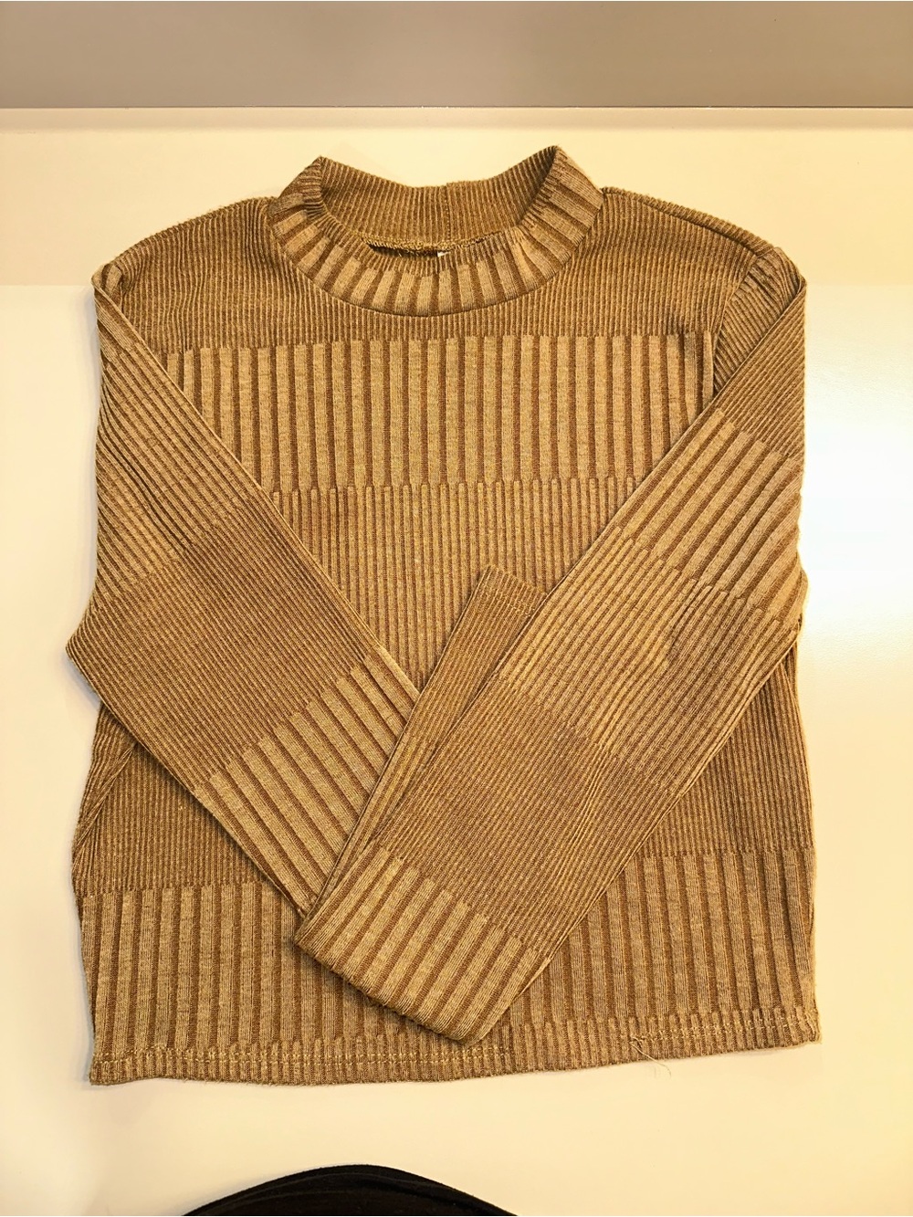 Free People Ribbed Knit Crop Top in Camel